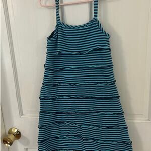 Hanna Andersson Blue Stripped Dress Size 8 (130 cm)